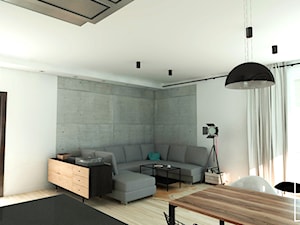 Mały biały salon z jadalnią, styl industrialny - zdjęcie od Good Place For Living