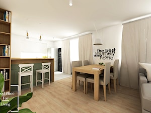 Salon z aneksem - Tymbark - Średnia biała jadalnia w salonie w kuchni, styl nowoczesny - zdjęcie od Good Place For Living