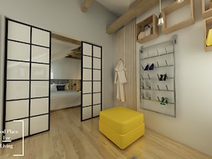 Przytulny industrial - Beżowa sypialnia z garderobą, styl industrialny - zdjęcie od Good Place For Living
