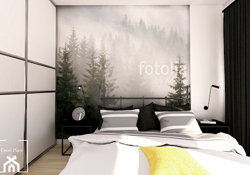 Mała biała sypialnia, styl industrialny - zdjęcie od Good Place For Living