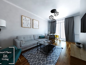Osiedle Fi - 48 m2 - Średni szary salon z jadalnią, styl nowoczesny - zdjęcie od Good Place For Living