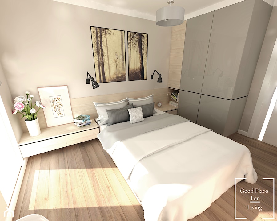 Mieszkanie 56.5 m2 Reduta - Średnia szara sypialnia, styl nowoczesny - zdjęcie od Good Place For Living