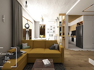 Przytulny industrial - Mały biały szary salon z kuchnią z jadalnią, styl industrialny - zdjęcie od Good Place For Living