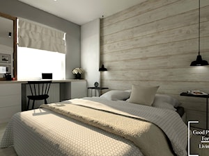 Osiedle Avia - Średnia biała szara z biurkiem sypialnia - zdjęcie od Good Place For Living