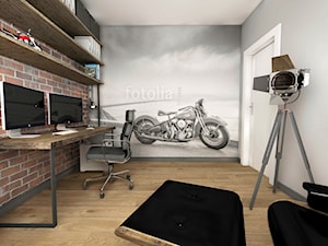 Przytulny industrial - Średnie w osobnym pomieszczeniu z sofą szare biuro, styl industrialny - zdjęcie od Good Place For Living