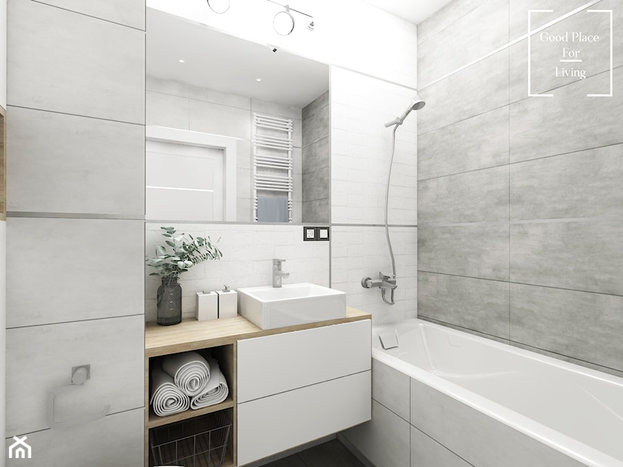 Projekt łazienki, ul. Bieńczycka - Mała bez okna łazienka, styl nowoczesny - zdjęcie od Good Place For Living