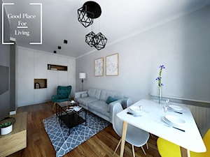 Osiedle Fi - 48 m2 - Mały biały szary salon z jadalnią, styl nowoczesny - zdjęcie od Good Place For Living