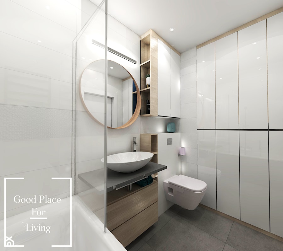 Mieszkanie 56.5 m2 Reduta - Mała na poddaszu bez okna łazienka, styl nowoczesny - zdjęcie od Good Place For Living