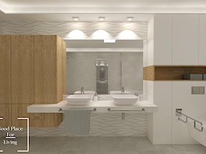 Elegancka łazienka w domu jednorodzinnym - Duża na poddaszu bez okna z lustrem z dwoma umywalkami łazienka, styl tradycyjny - zdjęcie od Good Place For Living