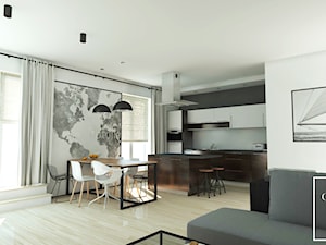 Średni biały salon z kuchnią z jadalnią, styl industrialny - zdjęcie od Good Place For Living