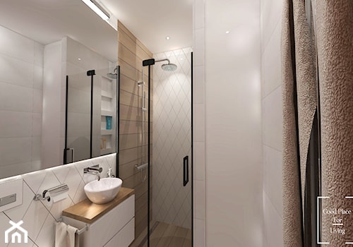 Funkcjonalna łazienka na 3m2 - Mała na poddaszu bez okna z lustrem łazienka - zdjęcie od Good Place For Living
