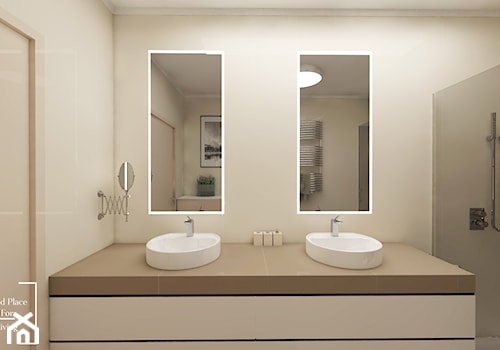 Dom w odcieniach cappuccino - Mała bez okna z dwoma umywalkami łazienka, styl nowoczesny - zdjęcie od Good Place For Living