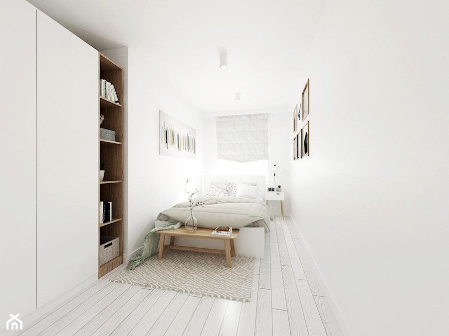 Mieszkanie w stylu skandynawskim osiedle Avia - Średnia biała sypialnia, styl skandynawski - zdjęcie od Good Place For Living