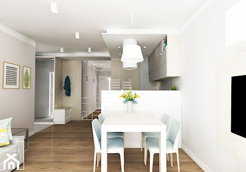 Mieszkanie 56.5 m2 Reduta - Średnia biała jadalnia w salonie, styl nowoczesny - zdjęcie od Good Place For Living
