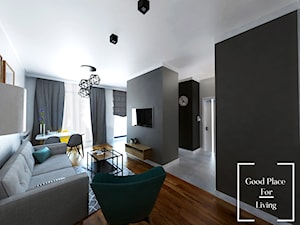 Osiedle Fi - 48 m2 - Mały szary salon z jadalnią, styl nowoczesny - zdjęcie od Good Place For Living
