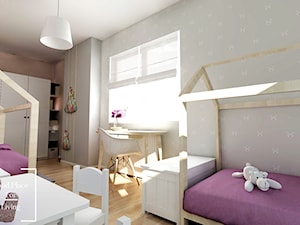 Pokój sióstr - Duży szary pokój dziecka dla dziecka dla dziewczynki dla rodzeństwa, styl skandynawski - zdjęcie od Good Place For Living