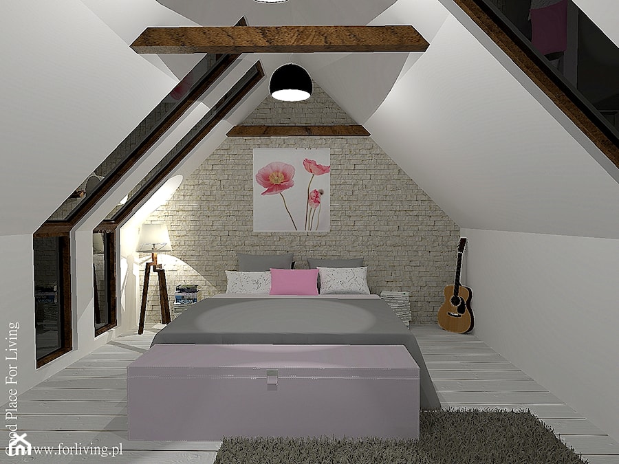 Kobieca sypialnia na poddaszu - Sypialnia, styl nowoczesny - zdjęcie od Good Place For Living