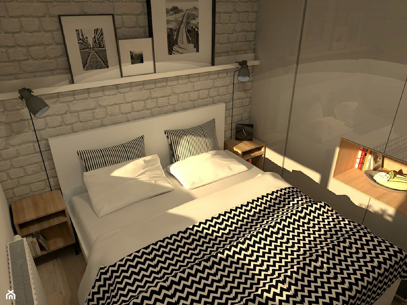 Mieszkanie w stylu loft - Mała biała sypialnia, styl nowoczesny - zdjęcie od Good Place For Living - Homebook