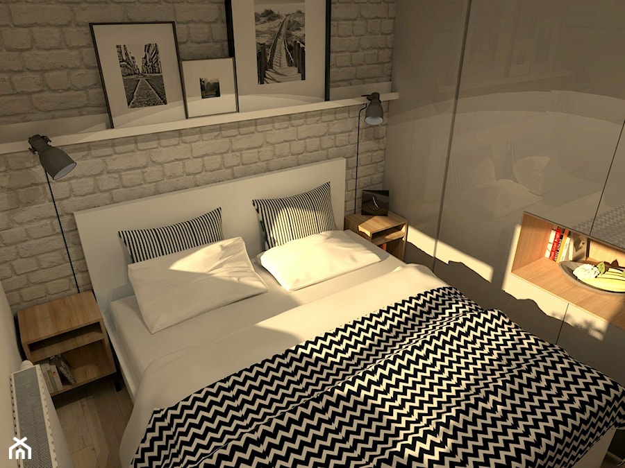 Mieszkanie w stylu loft - Mała biała sypialnia, styl nowoczesny - zdjęcie od Good Place For Living
