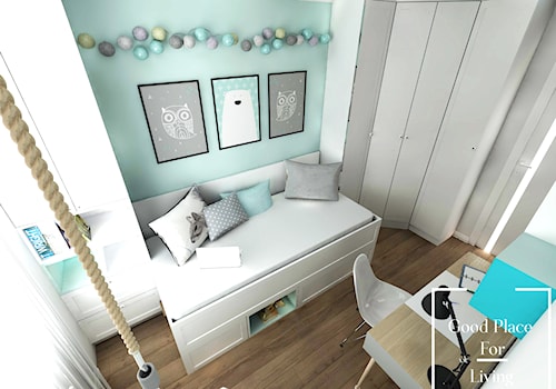 Mieszkanie 56.5 m2 Reduta - Średni biały niebieski pokój dziecka dla nastolatka dla chłopca dla dziewczynki, styl nowoczesny - zdjęcie od Good Place For Living