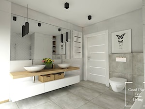 Łazienka i aneks kuchenny, Wieliczka - Duża z dwoma umywalkami łazienka, styl nowoczesny - zdjęcie od Good Place For Living