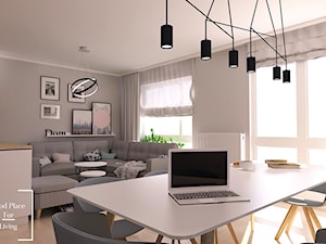 Mieszkanie w odcieniach pasteli - Średni szary salon z jadalnią, styl nowoczesny - zdjęcie od Good Place For Living