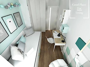 Mieszkanie 56.5 m2 Reduta - Średni szary zielony pokój dziecka dla nastolatka dla chłopca dla dziewczynki, styl nowoczesny - zdjęcie od Good Place For Living