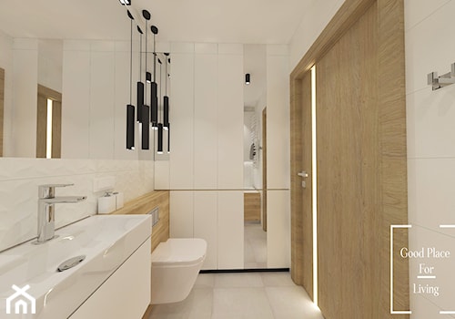 Mieszkanie w odcieniach pasteli - Mała na poddaszu bez okna łazienka, styl nowoczesny - zdjęcie od Good Place For Living