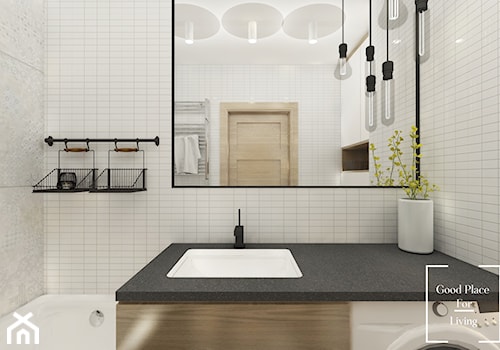 Średnia bez okna z pralką / suszarką z punktowym oświetleniem łazienka, styl industrialny - zdjęcie od Good Place For Living