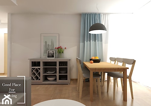 Apartamenty Saska nad Jeziorem - Średnia biała jadalnia w salonie, styl skandynawski - zdjęcie od Good Place For Living