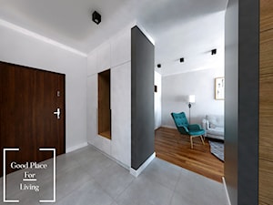 Osiedle Fi - 48 m2 - Duży biały czarny hol / przedpokój, styl nowoczesny - zdjęcie od Good Place For Living