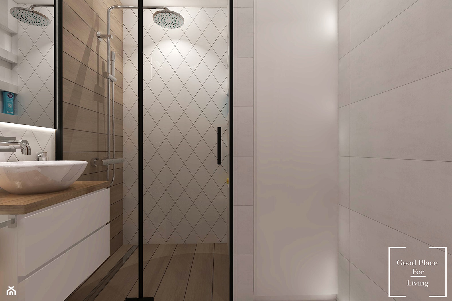 Funkcjonalna łazienka na 3m2 - Mała na poddaszu bez okna z lustrem łazienka - zdjęcie od Good Place For Living - Homebook