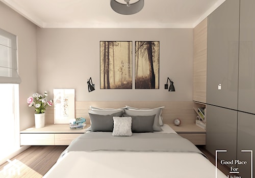 Mieszkanie 56.5 m2 Reduta - Średnia biała szara sypialnia, styl nowoczesny - zdjęcie od Good Place For Living