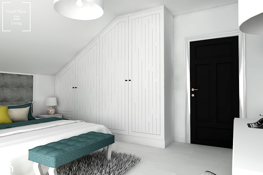 Eklektyzm - Średnia biała sypialnia na poddaszu, styl nowoczesny - zdjęcie od Good Place For Living