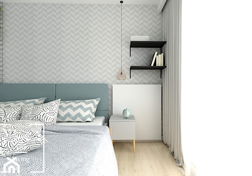 Mieszkanie w odcieniach pasteli - Mała biała szara sypialnia, styl nowoczesny - zdjęcie od Good Place For Living
