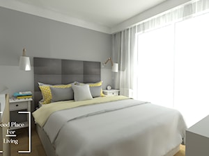 Apartamenty Saska nad Jeziorem - Duża biała szara sypialnia, styl skandynawski - zdjęcie od Good Place For Living