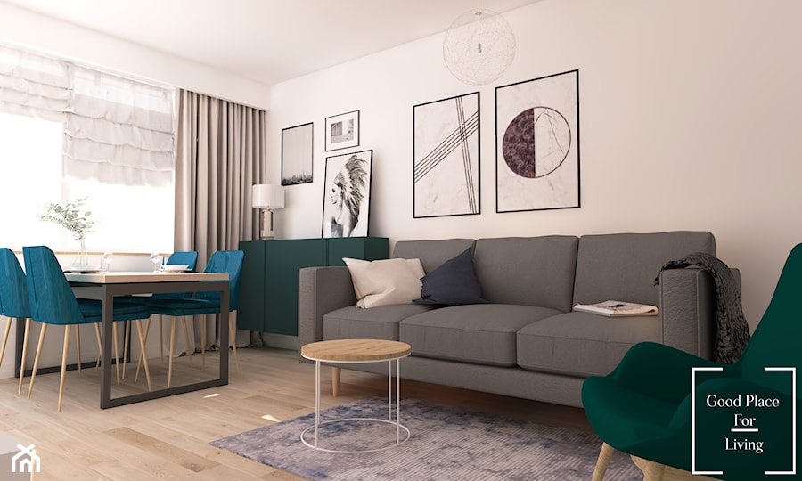 Granatowy akcent w mieszkaniu na Dobrego pasterza - Salon, styl nowoczesny - zdjęcie od Good Place For Living
