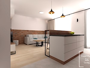 Mieszkanie, Bagry Park - Mały biały salon z kuchnią z jadalnią, styl industrialny - zdjęcie od Good Place For Living