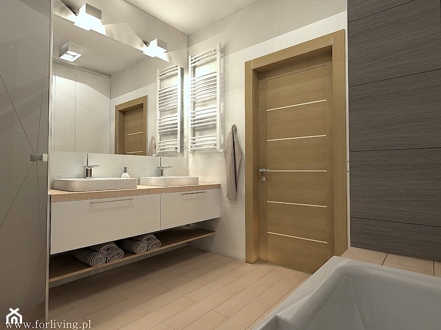 Mieszkanie na poddaszu - Z dwoma umywalkami łazienka, styl nowoczesny - zdjęcie od Good Place For Living