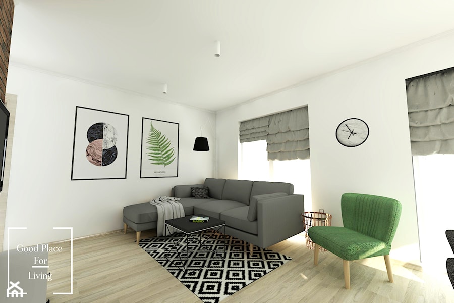Mały biały salon, styl skandynawski - zdjęcie od Good Place For Living