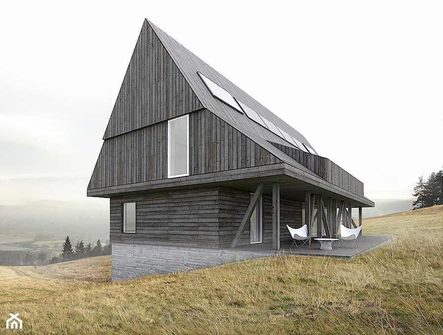 DOM W GÓRACH - Małe jednopiętrowe domy jednorodzinne drewniane z dwuspadowym dachem - zdjęcie od BASK grupa projektowa