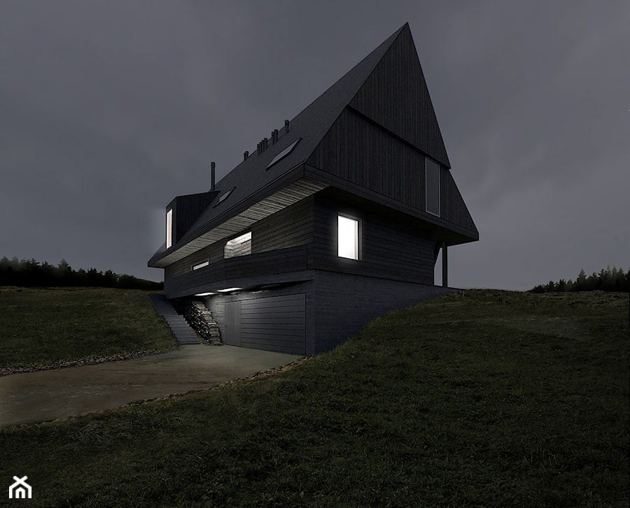 DOM W GÓRACH - Średnie jednopiętrowe domy jednorodzinne drewniane z dwuspadowym dachem - zdjęcie od BASK grupa projektowa