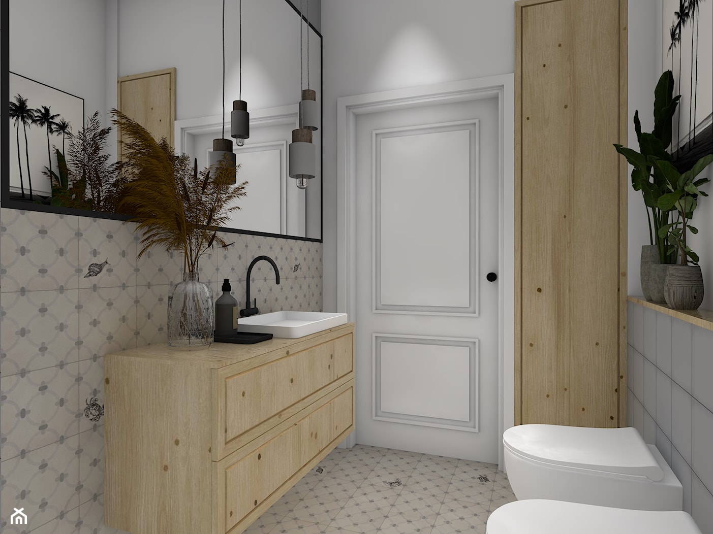 Łazienka z prysznicem. - Mała bez okna z lustrem z punktowym oświetleniem łazienka, styl rustykalny - zdjęcie od CARREA - Homebook