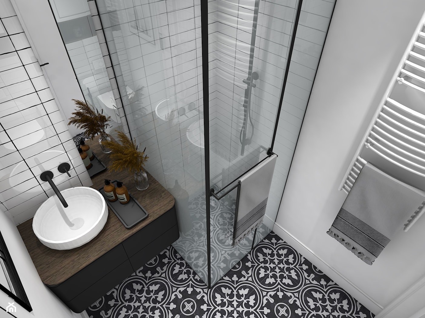 Tradycyjna łazienka z kabiną prysznicową. - zdjęcie od CARREA - Homebook
