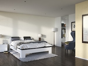 Country House - Duża beżowa sypialnia z garderobą, styl minimalistyczny - zdjęcie od Sto