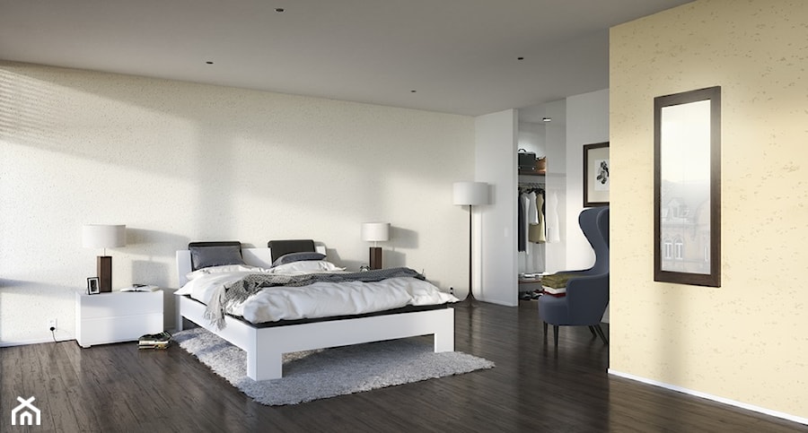 Country House - Duża beżowa sypialnia z garderobą, styl minimalistyczny - zdjęcie od Sto
