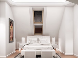 Przebudowa wnętrz willi w stylu glamour - Średnia biała sypialnia na poddaszu, styl glamour - zdjęcie od KJ Architekci