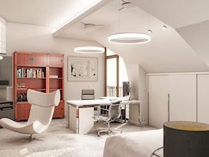 Przebudowa wnętrz willi w stylu glamour - Średnie w osobnym pomieszczeniu z sofą białe biuro, styl nowoczesny - zdjęcie od KJ Architekci