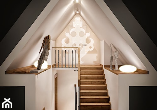 Wnętrza willi górskiej - Średni biały czarny hol / przedpokój, styl rustykalny - zdjęcie od KJ Architekci