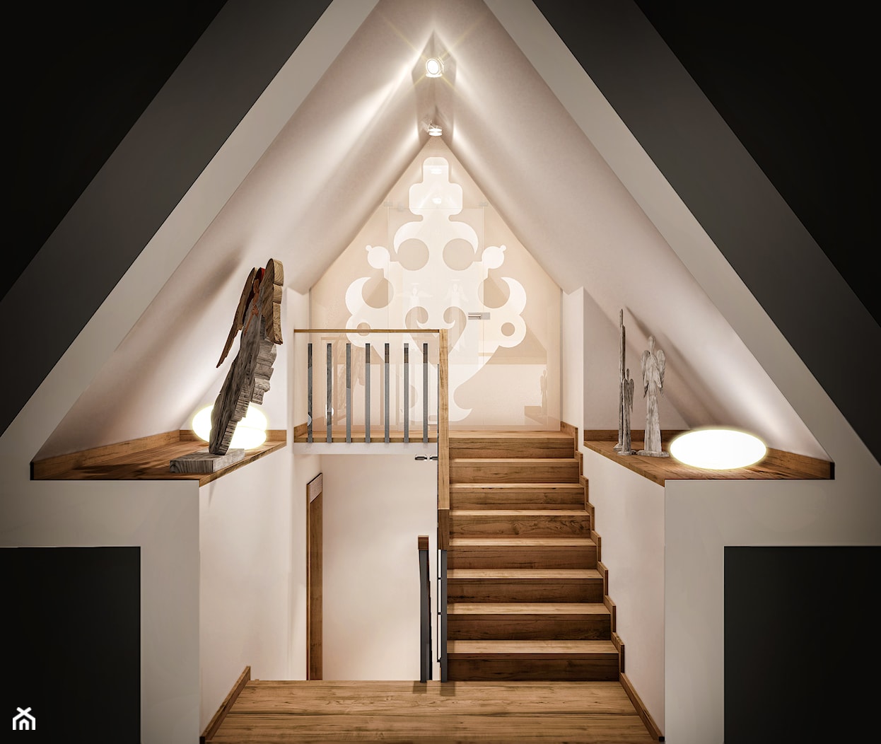Wnętrza willi górskiej - Średni biały czarny hol / przedpokój, styl rustykalny - zdjęcie od KJ Architekci - Homebook